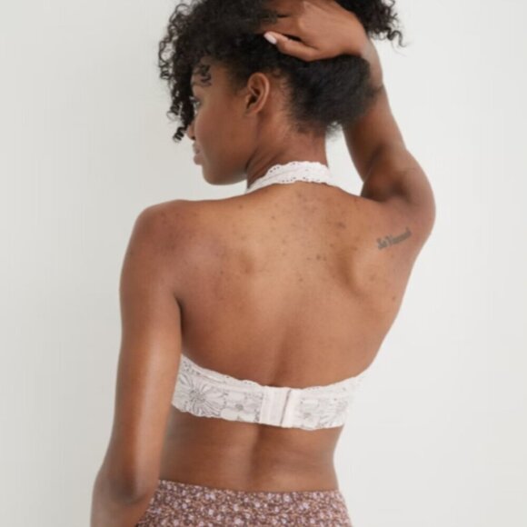AERIE | Garden Party Lace Halter Bralette Floral Bra | Sz. XXL - Picture 2 of 7